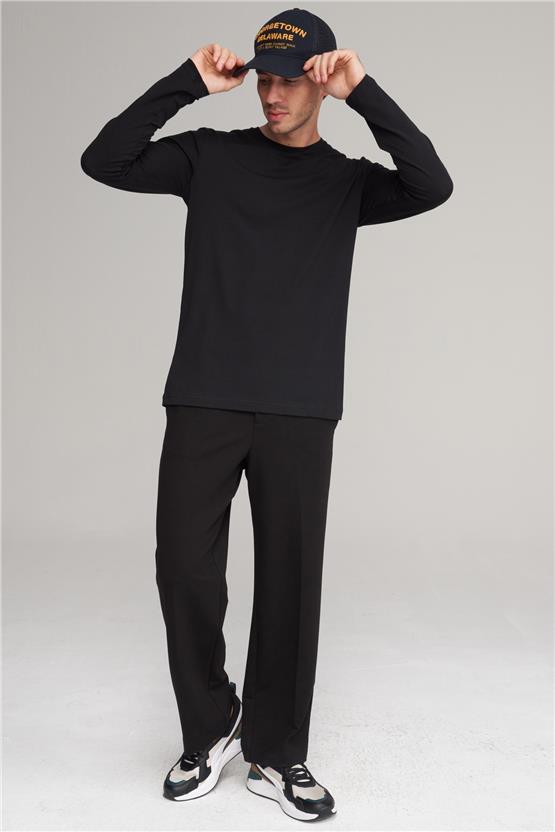 Çetinkaya Mentality 4199 Bisiklet Yaka Uzun Kol Süprem Slimfit Body Siyah