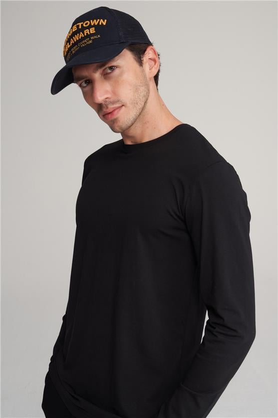 Çetinkaya Mentality 4199 Bisiklet Yaka Uzun Kol Süprem Slimfit Body Siyah