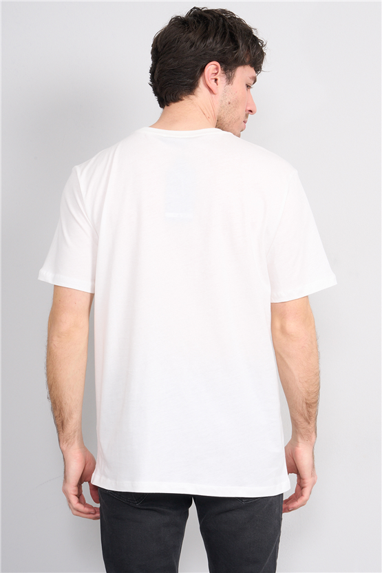 Çetinkaya Mentality 4209 Bisiklet Yaka Regular Baskılı T-shirt Krem