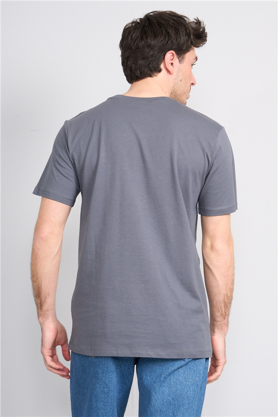 Çetinkaya Mentality 4209 Bisiklet Yaka Regular Baskılı T-shirt Koyu Gri
