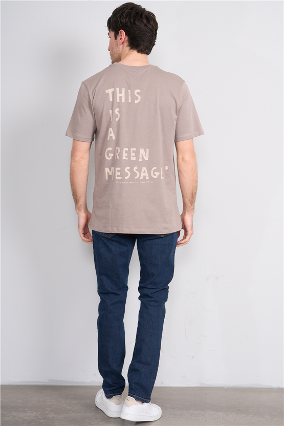 Çetinkaya Mentality 4212 Bisiklet Yaka Regular Baskılı T-shirt Koyu Vizon