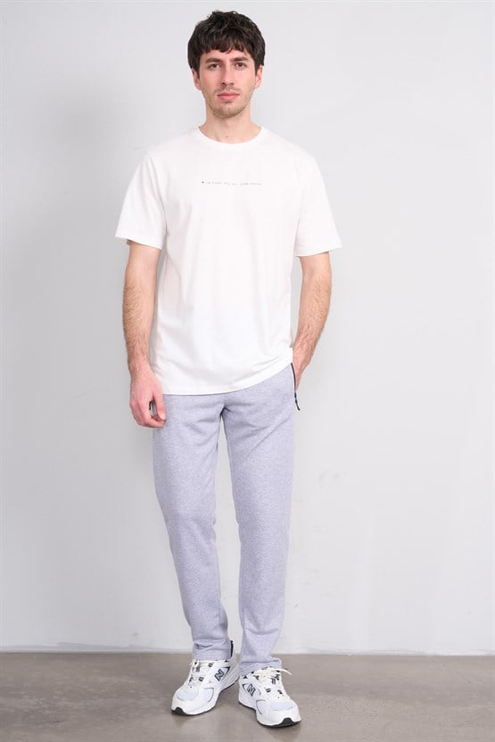 Çetinkaya Mentality 4212 Bisiklet Yaka Regular Baskılı T-shirt Krem