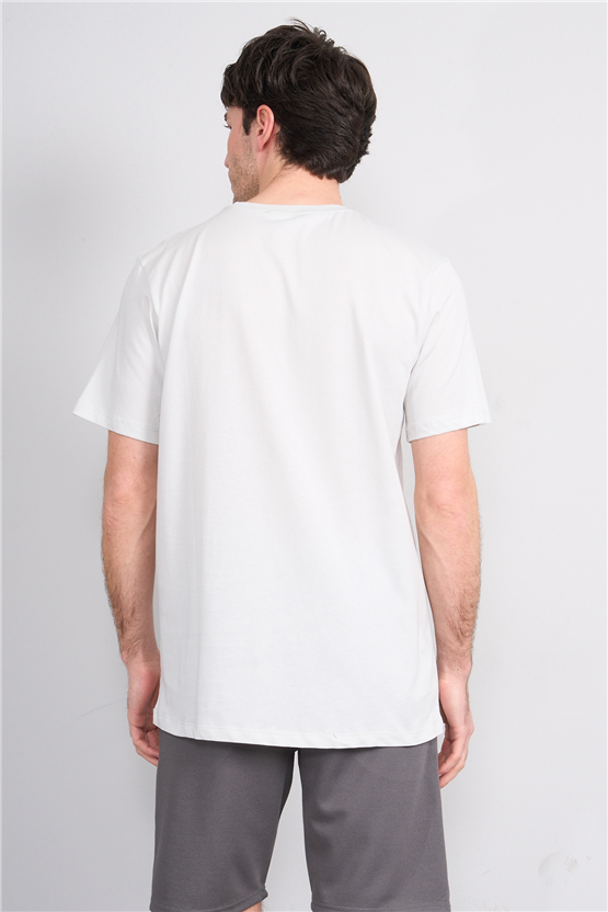 Çetinkaya Mentality 4214 Bisiklet Yaka Regular Baskılı T-shirt Taş