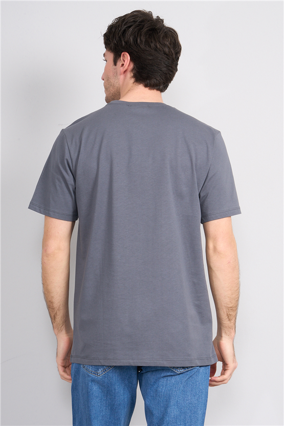 Çetinkaya Mentality 4214 Bisiklet Yaka Regular Baskılı T-shirt Koyu Gri