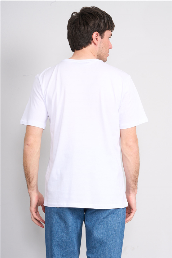 Çetinkaya Mentality 4245 Bisiklet Yaka Regular Baskılı T-shirt Beyaz
