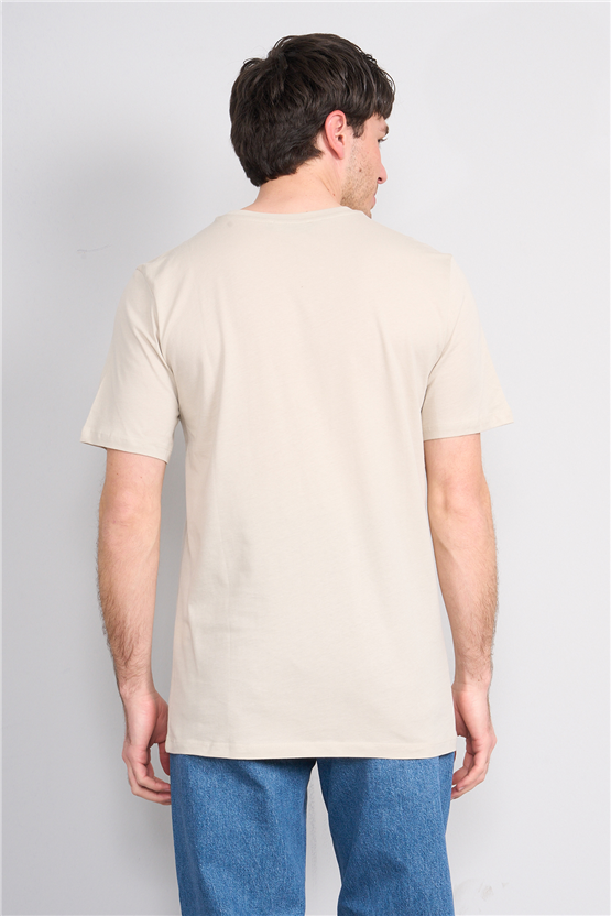 Çetinkaya Mentality 4245 Bisiklet Yaka Regular Baskılı T-shirt Vizon