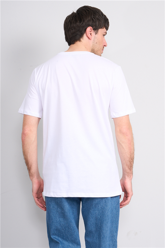 Çetinkaya Mentality 4246 Bisiklet Yaka Regular Baskılı T-shirt Beyaz