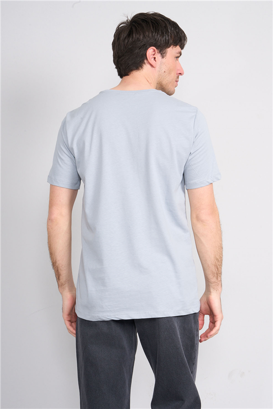 Çetinkaya Mentality 4247 Bisiklet Yaka Regular Baskılı T-shirt Açık Gri