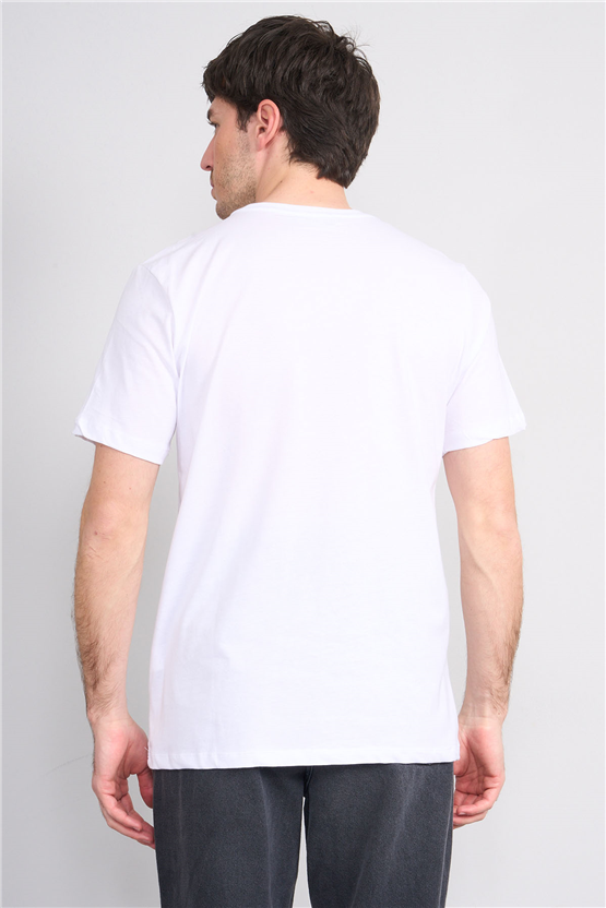 Çetinkaya Mentality 4247 Bisiklet Yaka Regular Baskılı T-shirt Beyaz