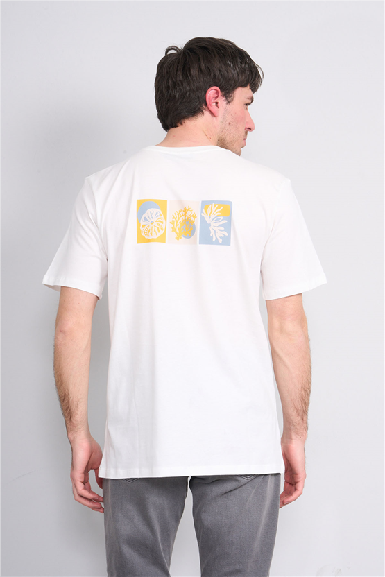 Çetinkaya Mentality 4270 Bisiklet Yaka Regular Baskılı T-shirt Krem