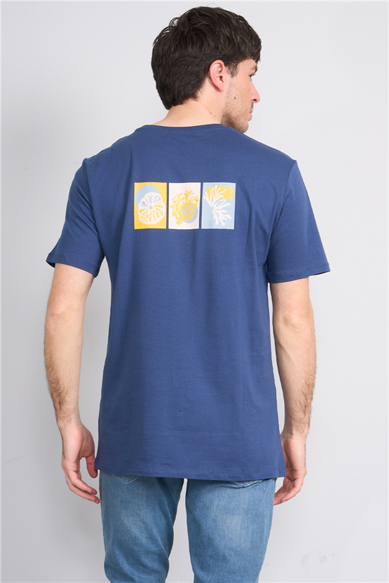 Çetinkaya Mentality 4270 Bisiklet Yaka Regular Baskılı T-shirt İndigo