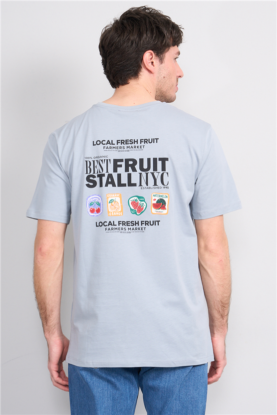 Çetinkaya Mentality 4304 Bisiklet Yaka Regular Baskılı T-shirt Açık Gri