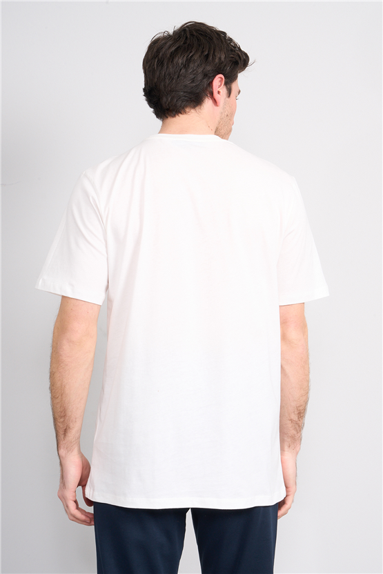 Çetinkaya Mentality 4378 Bisiklet Yaka Regular Baskılı T-shirt Krem