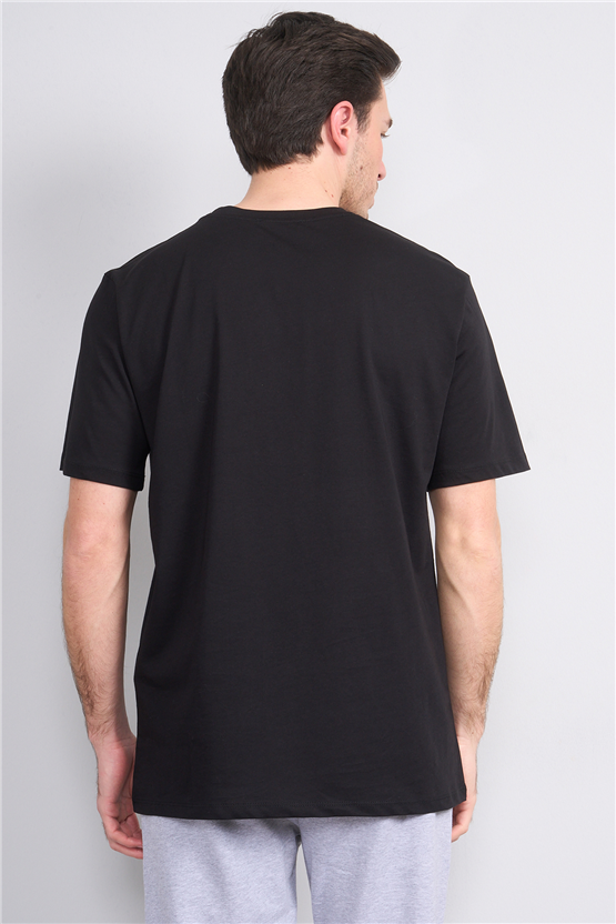 Çetinkaya Mentality 4382 Bisiklet Yaka Regular Baskılı T-shirt Siyah