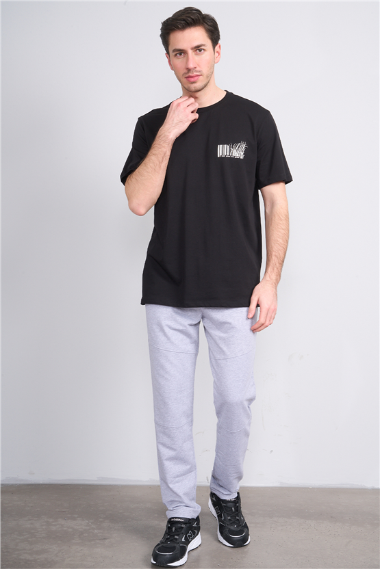 Çetinkaya Mentality 4382 Bisiklet Yaka Regular Baskılı T-shirt Siyah