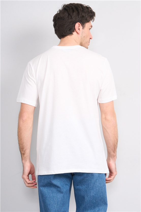 Çetinkaya Mentality 4382 Bisiklet Yaka Regular Baskılı T-shirt Krem