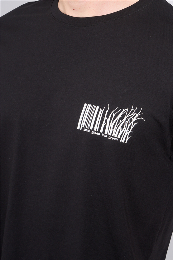 Çetinkaya Mentality 4382 Bisiklet Yaka Regular Baskılı T-shirt Siyah