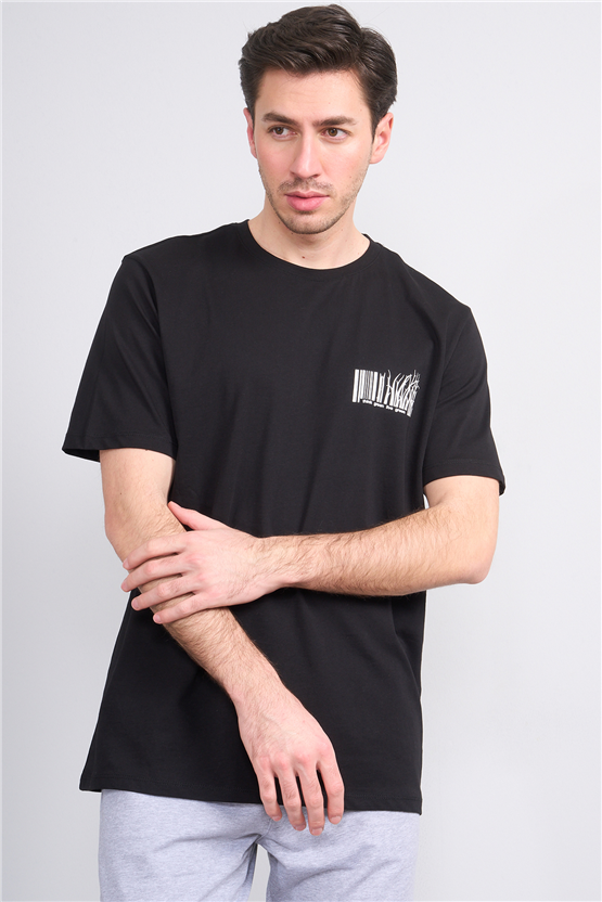 Çetinkaya Mentality 4382 Bisiklet Yaka Regular Baskılı T-shirt Siyah