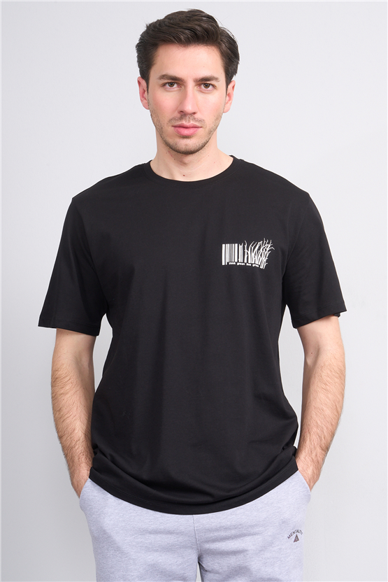 Çetinkaya Mentality 4382 Bisiklet Yaka Regular Baskılı T-shirt Siyah