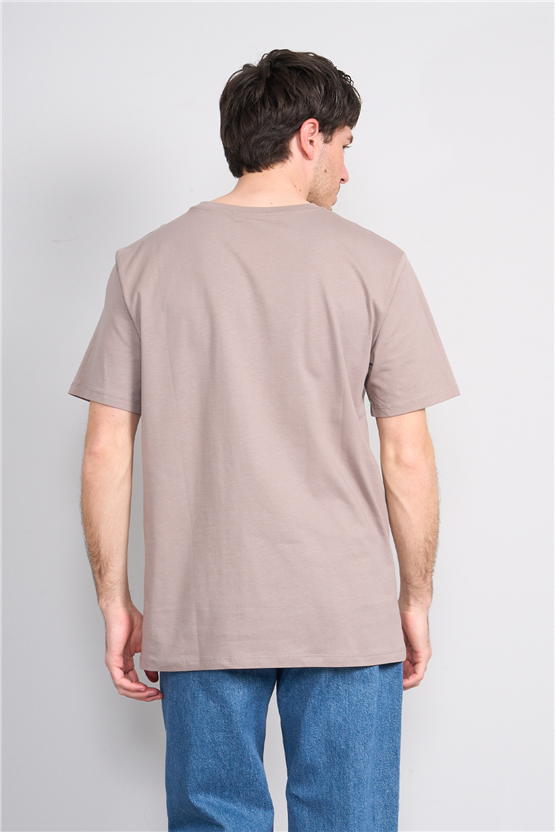 Çetinkaya Mentality 4383 Bisiklet Yaka Regular Baskılı T-shirt Koyu Vizon