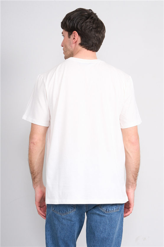 Çetinkaya Mentality 4383 Bisiklet Yaka Regular Baskılı T-shirt Krem