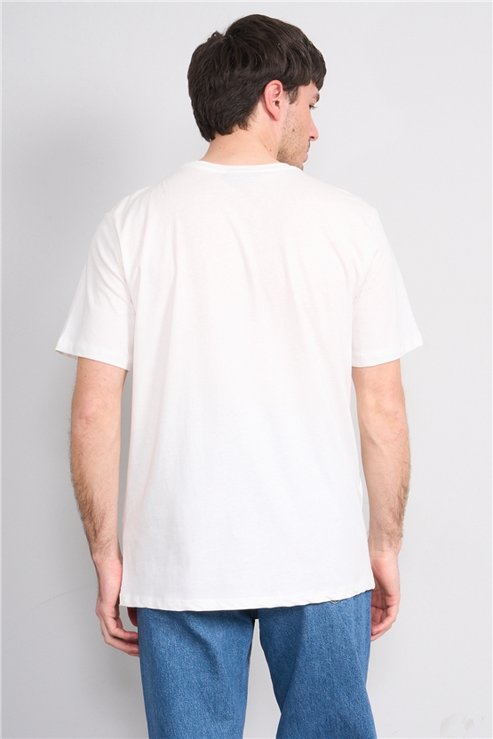 Çetinkaya Mentality 4384 Bisiklet Yaka Regular Baskılı T-shirt Krem