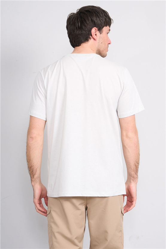 Çetinkaya Mentality 4384 Bisiklet Yaka Regular Baskılı T-shirt Taş