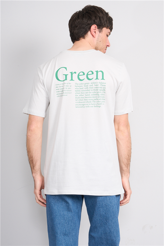 Çetinkaya Mentality 4393 Bisiklet Yaka Regular Baskılı T-shirt  Taş