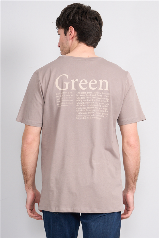 Çetinkaya Mentality 4393 Bisiklet Yaka Regular Baskılı T-shirt  Koyu Vizon