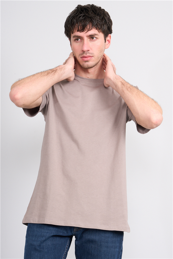 Çetinkaya Mentality 4393 Bisiklet Yaka Regular Baskılı T-shirt  Koyu Vizon