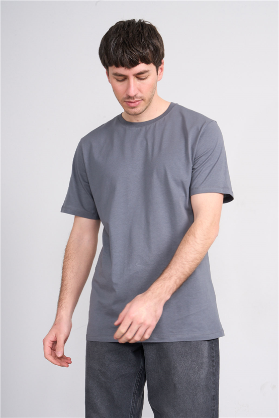 Çetinkaya Mentality 4393 Bisiklet Yaka Regular Baskılı T-shirt Düz Koyu Gri