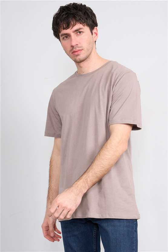 Çetinkaya Mentality 4393 Bisiklet Yaka Regular Baskılı T-shirt  Koyu Vizon