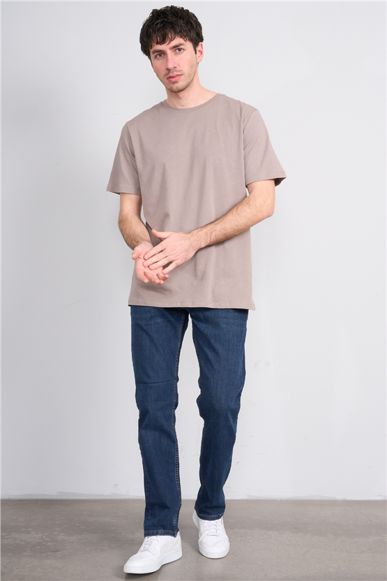 Çetinkaya Mentality 4393 Bisiklet Yaka Regular Baskılı T-shirt  Koyu Vizon