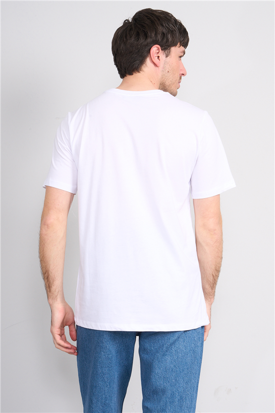 Çetinkaya Mentality 4403 Bisiklet Yaka Regular Baskılı T-shirt Beyaz