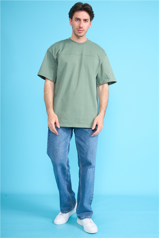 Çetinkaya Mentality 4420 Bisiklet Yaka 16/1 Süprem Regular T-shirt Haki