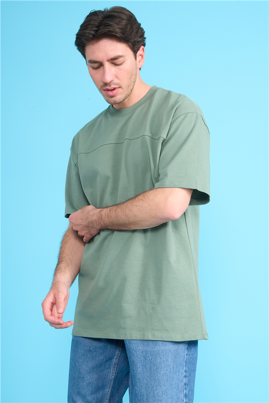 Çetinkaya Mentality 4420 Bisiklet Yaka 16/1 Süprem Regular T-shirt Haki