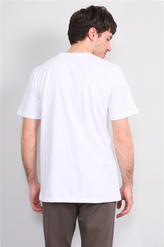 Çetinkaya Mentality 4493 Bisiklet Yaka Regular Baskılı T-shirt Beyaz