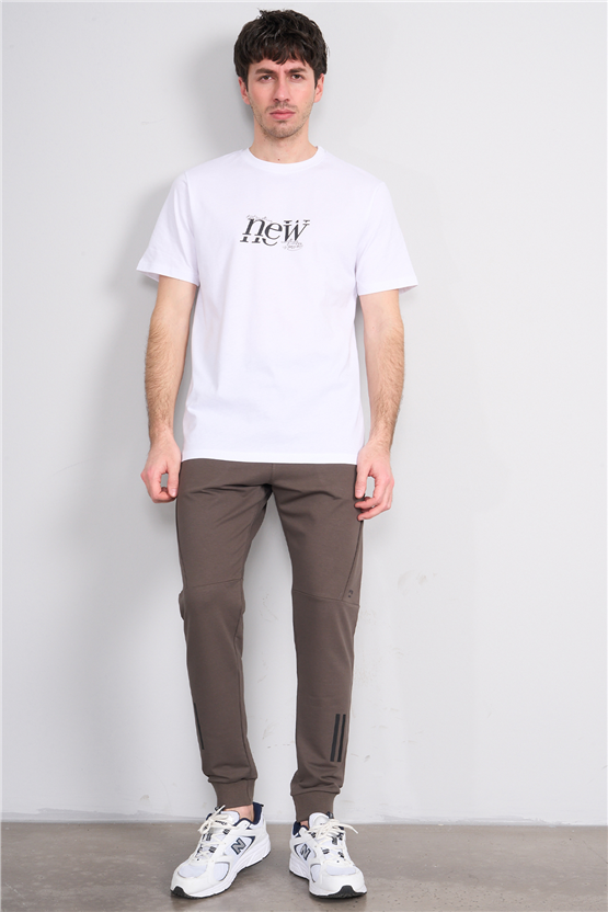 Çetinkaya Mentality 4493 Bisiklet Yaka Regular Baskılı T-shirt Beyaz