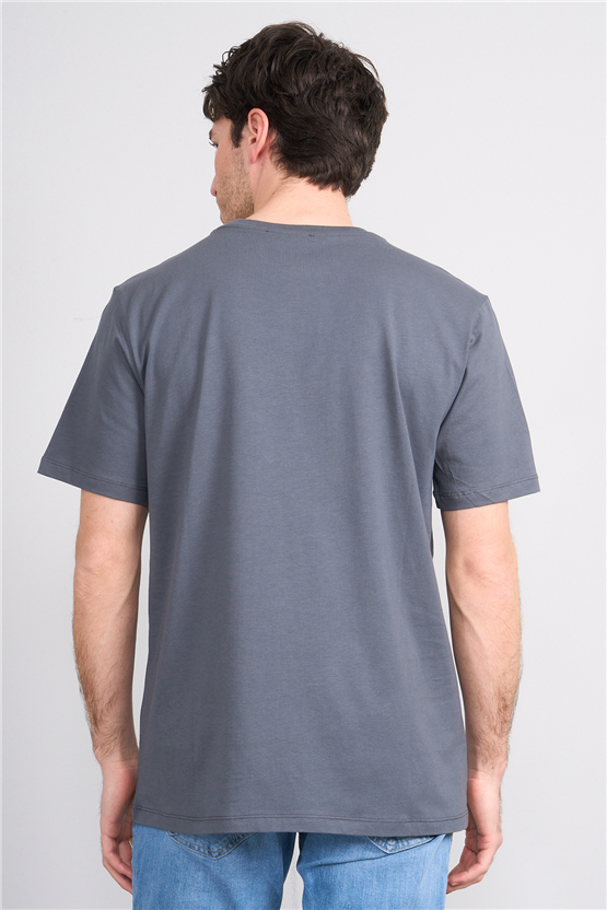 Çetinkaya Mentality 4496 Bisiklet Yaka Regular Baskılı T-shirt Koyu Gri