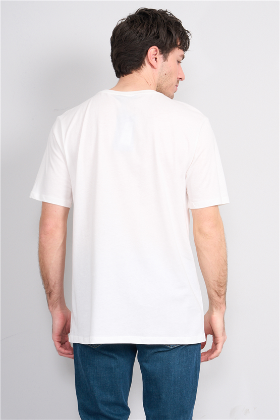 Çetinkaya Mentality 4496 Bisiklet Yaka Regular Baskılı T-shirt Krem