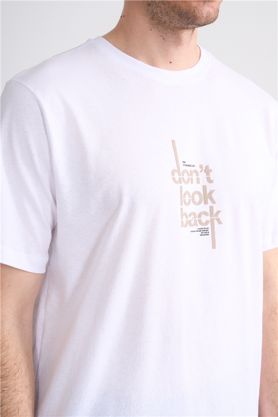 Çetinkaya Mentality 4497 Bisiklet Yaka Regular Baskılı T-shirt Beyaz