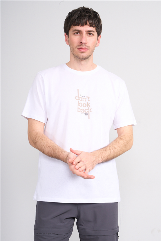 Çetinkaya Mentality 4497 Bisiklet Yaka Regular Baskılı T-shirt Beyaz