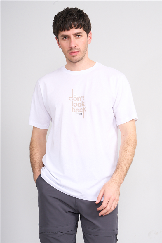 Çetinkaya Mentality 4497 Bisiklet Yaka Regular Baskılı T-shirt Beyaz