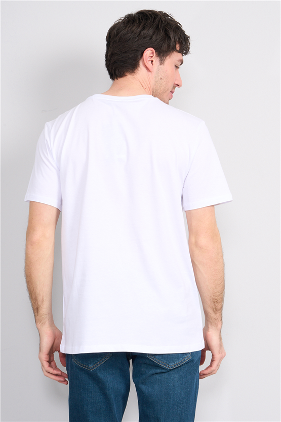 Çetinkaya Mentality 4498 Bisiklet Yaka Regular Baskılı T-shirt Beyaz