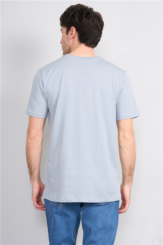 Çetinkaya Mentality 4498 Bisiklet Yaka Regular Baskılı T-shirt Açık Gri