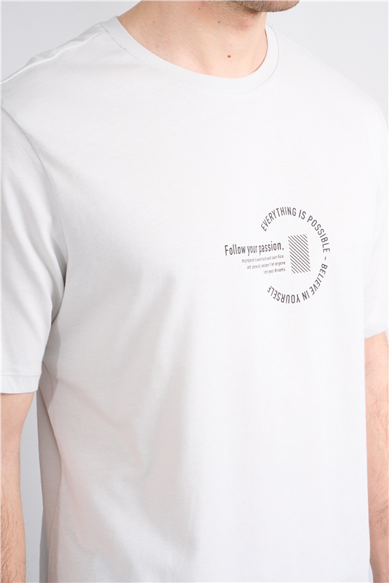 Çetinkaya Mentality 4499 Bisiklet Yaka Regular Baskılı T-shirt Taş