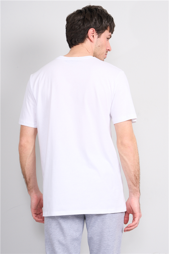 Çetinkaya Mentality 4499 Bisiklet Yaka Regular Baskılı T-shirt Beyaz