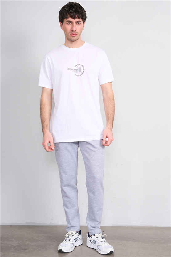 Çetinkaya Mentality 4499 Bisiklet Yaka Regular Baskılı T-shirt Beyaz