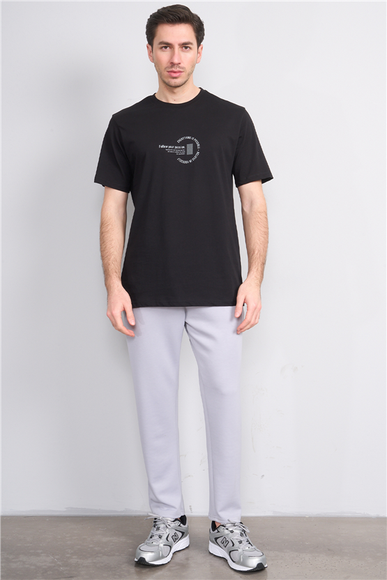 Çetinkaya Mentality 4499 Bisiklet Yaka Regular Baskılı T-shirt Siyah