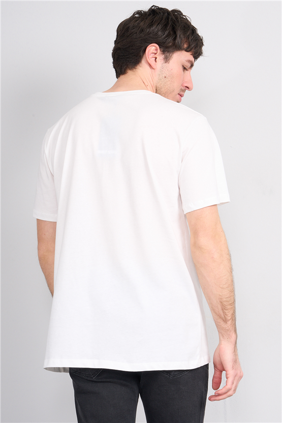 Çetinkaya Mentality 4500 Bisiklet Yaka Regular Baskılı T-shirt Krem